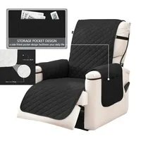 Quilted Recliner Sofa Cover Waterproof Armchairs Slipcovers Dogs Pets Kids Anti-Slip with Side Pockets Elastic Strap Protector 2