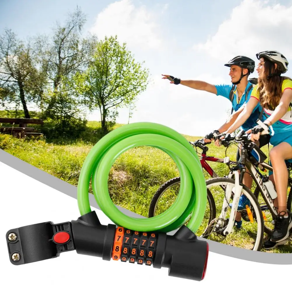 

Pvc Wrapped Bike Lock High Security Bike Lock with Tail Light Heavy-duty Anti-theft Cable 5-digit Re-settable for Bicycle