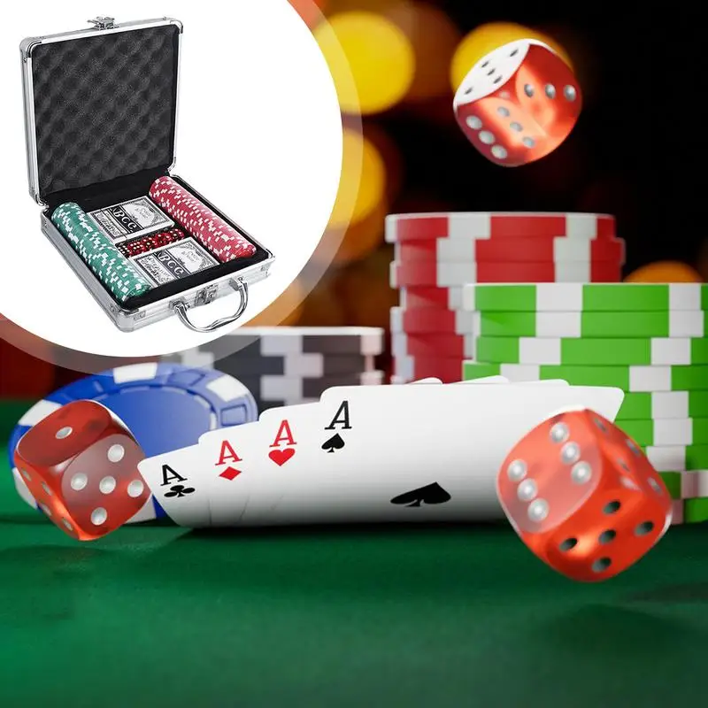 Poker Chips Set Professional Poker Sets Counting Counters Chips Set Aluminum Case Game Nights poker chips