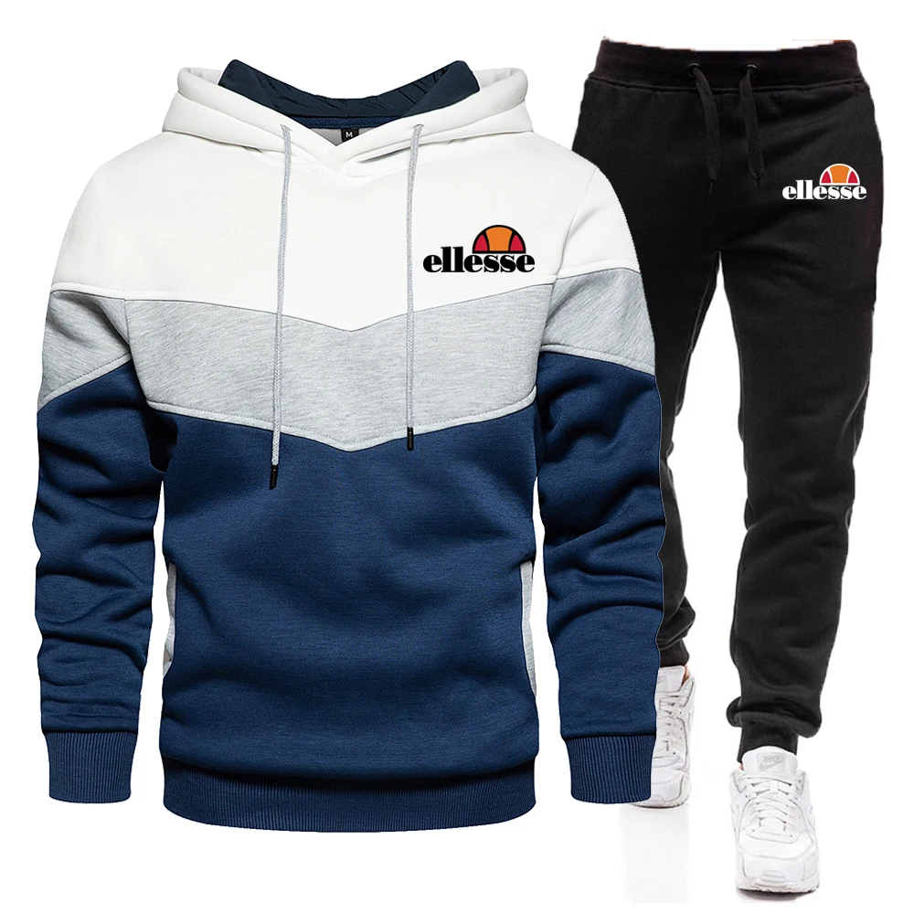 

Fashion Brand Men Women Patchwork Hoodie Sweatshirt+Sweatpants Suit New 2023 Autumn Winter Fleece Warm Men's Hooded Pullover Set