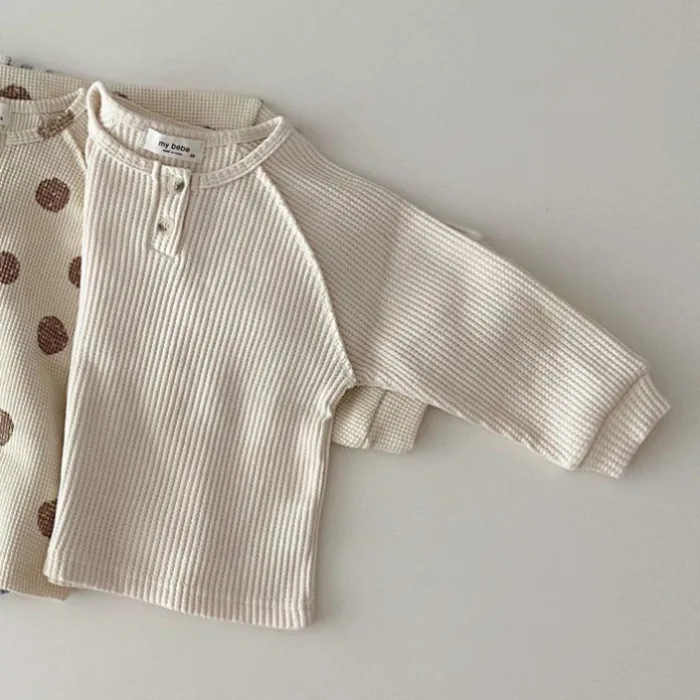 Autumn Cotton Baby Long Sleeve T Shirts Kids Waffle Tees Dot Boys Bottoming Toddler Girl Tops Child Clothes 0-5 Years baby t shirts,kids t shirts