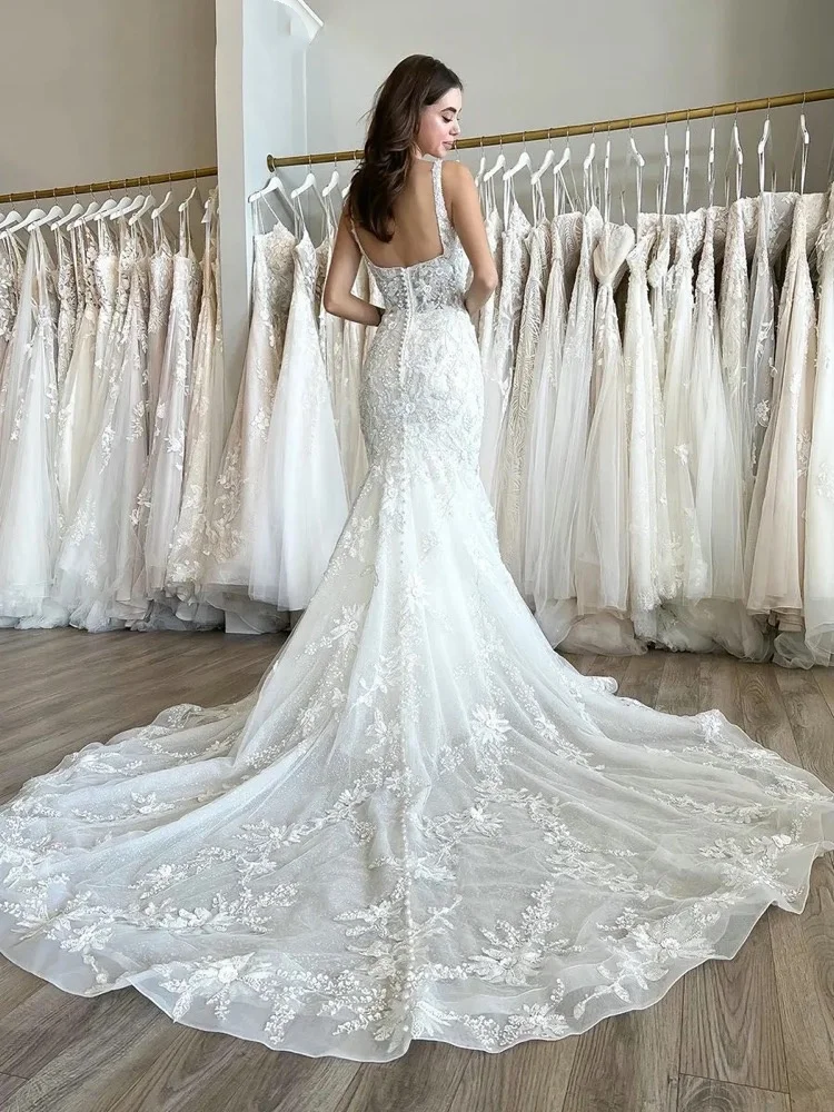 knee length dresses for ladies Sweetheart Floral Lace Mermaid Bridal Dress 2 in 1 Look with Detachable Long Sleeve main image 0