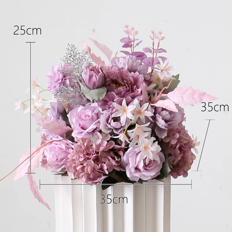 AolKee 21 Stück Kleine Künstliche Blumen Für Dekoration, Rosa Lila Künstliche Blumen, Rosa Lila Party Kuchen Dekorationen Für Hochzeitsfeier Brautstrauß Blume Haar Zubehör Wandpaneel Heimdekor (Rosa