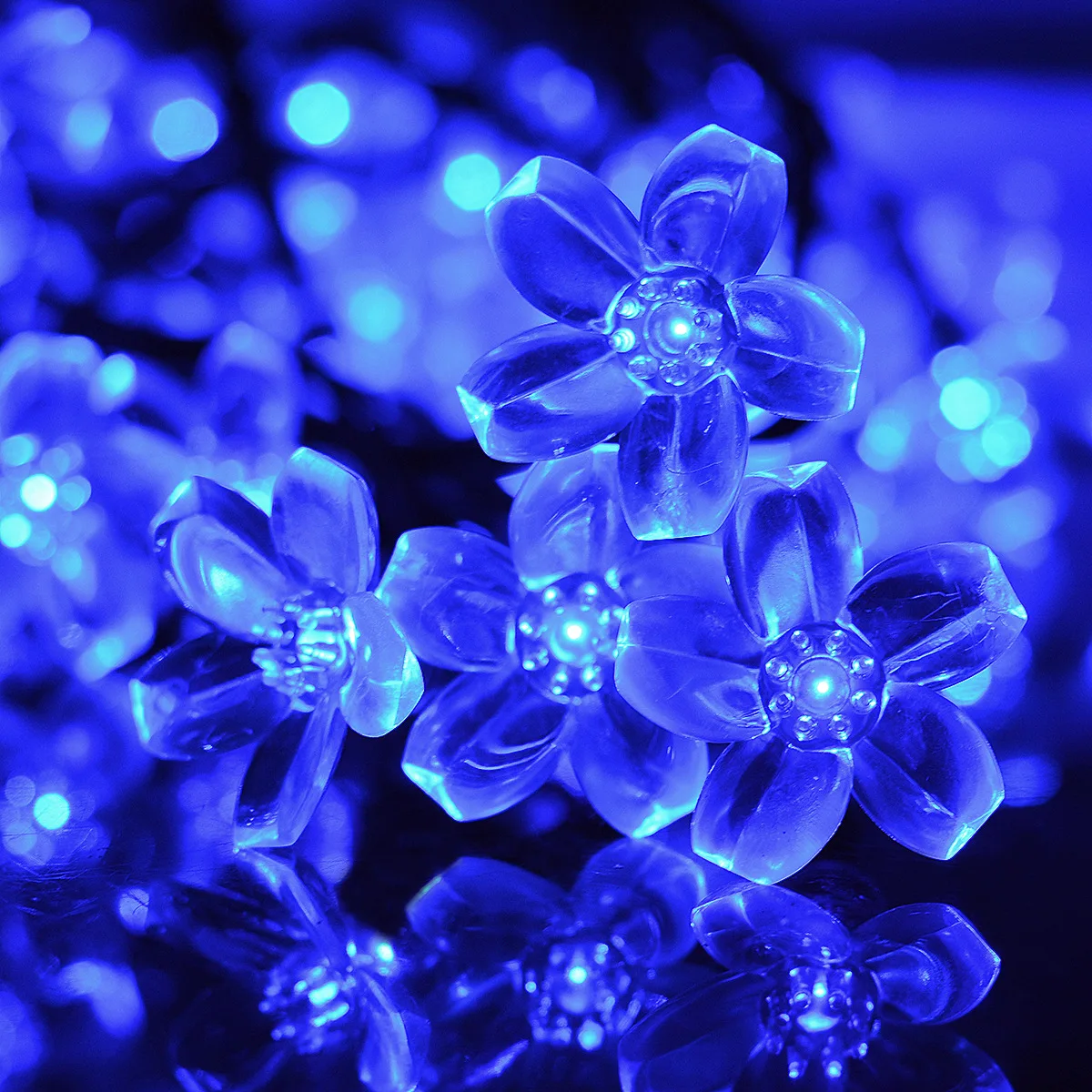 Solar Lotus Flower String Lights - Double Layer Cherry Blossom Fairy Lights