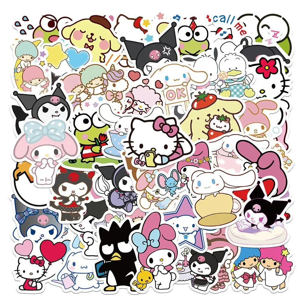 Sanrio 50PCS Series Kuromi Stickers Cute Multi-purpose Stickers Waterproof Decorative Refrigerator Computer Stickers