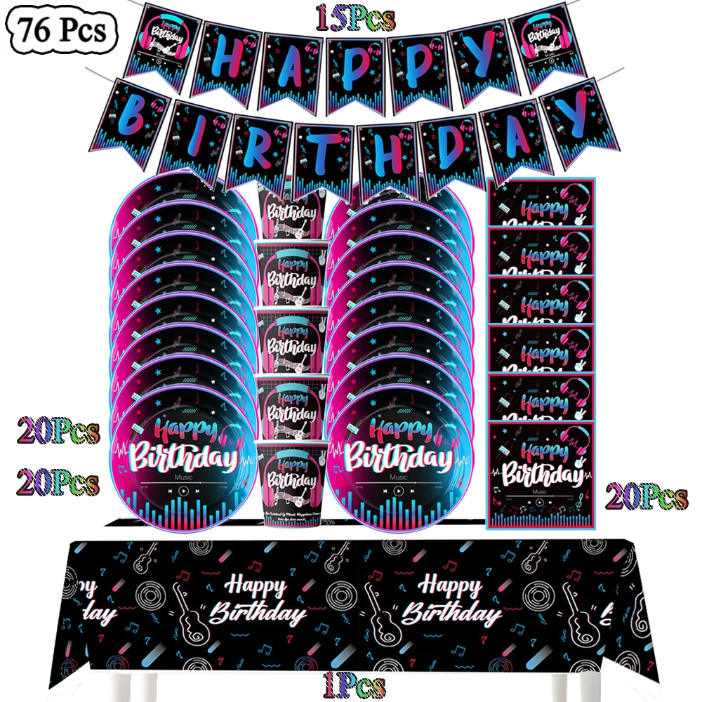 10 Menschen Musik Notation Geburtstag Party Dekoration Einweg Geschirr Tasse Teller Servietten Tischdecke Baby Shower Party Supplies – Detail 8
