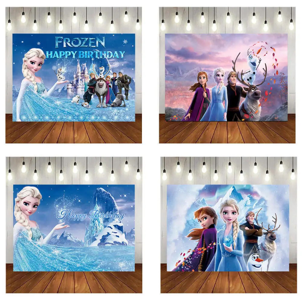 Photography Curtain 1set Disney Frozen Princess Theme Photography Curtain for Birthday Parties Children Girl Birthday Party Decoration Supplies