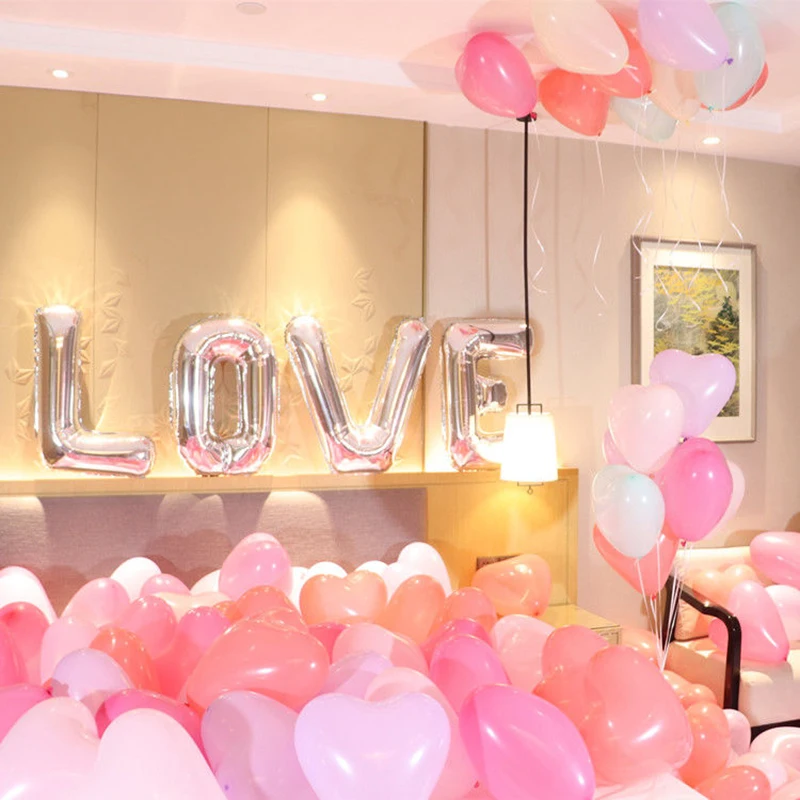 

100 Pcs Latex Heart Shape Valentine Day Birthday Party Wedding Decoration Balloon Supplies Pink Bachelorett Creativity Proposal