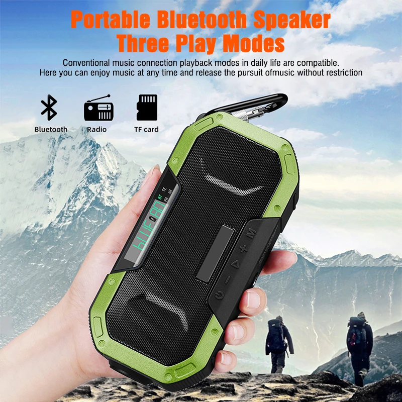 Multifunctional Bluetooth Speaker Radio Solar Hand Crank Dynamo Powered FM/AM Weather IPX6 Outdoor Flashlight SOS |