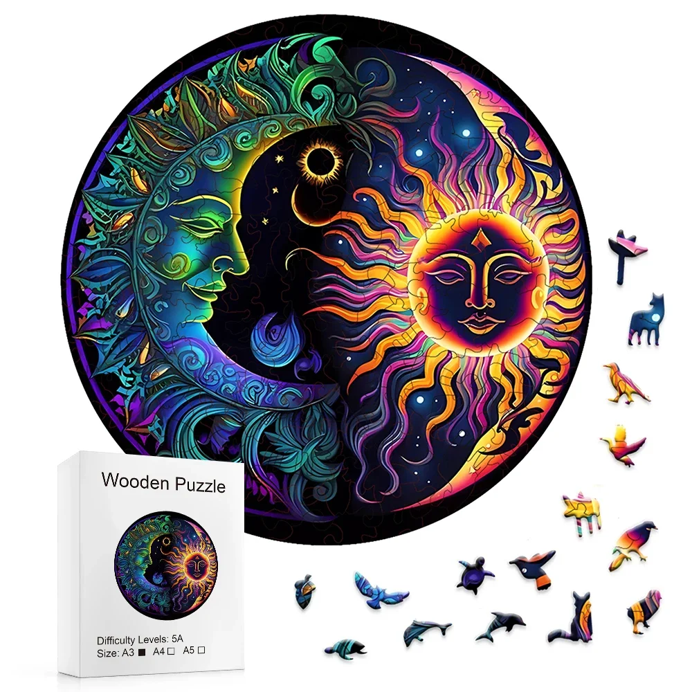 

Moon And Sun - Yin Yang - Wooden Puzzles For Advanced Players - Creative Multiple Special Shapes, Creative Gifts For Boys&Girls