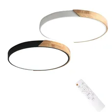 

Wood Led Ceiling Lamp Remote Surface Mount Dimmabe Modern Round Square Lighting Fixture Living Room Bedroom Office AC110V AC220V