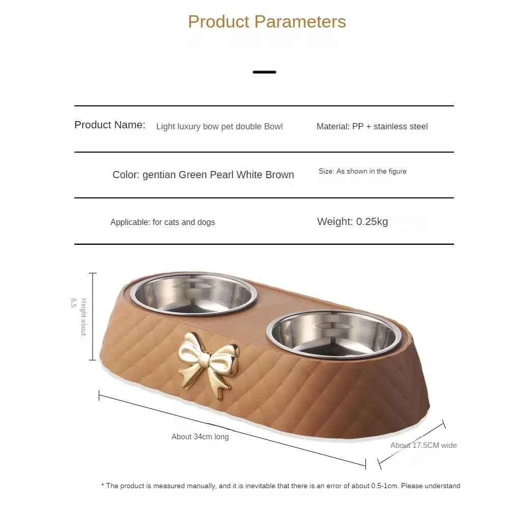 Double Pet Bowl – Bowtie Stainless Steel Cat & Dog Feeder 6