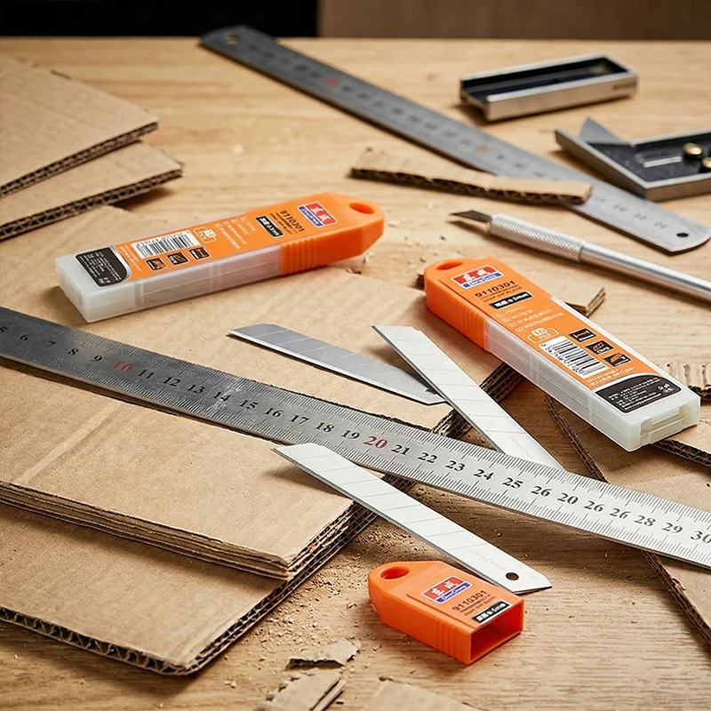 CK75 스틸 유틸리티 나이프 블레이드 18mm 60도 0.5mm 0.6mm 두께의 고강도 날카로운 커터 리필 카드보드 가죽 절단용