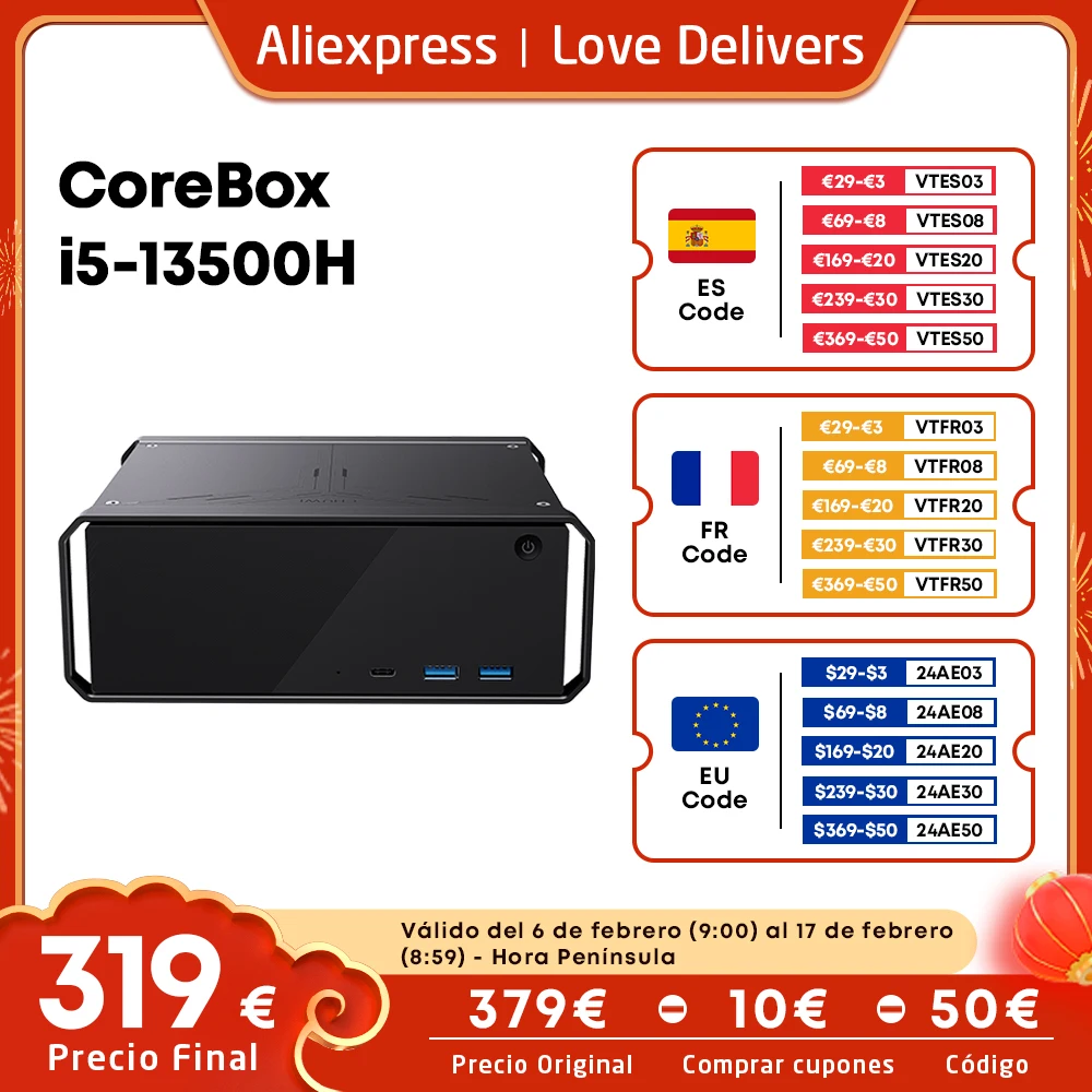 Chuwi Corebox Gaming Pc Computer Intel Core I5-13500H 16Gb Lpddr5 512Gb Ssd Intel Uhd Graphics 8K Decodifica Wifi 6 Windows 11