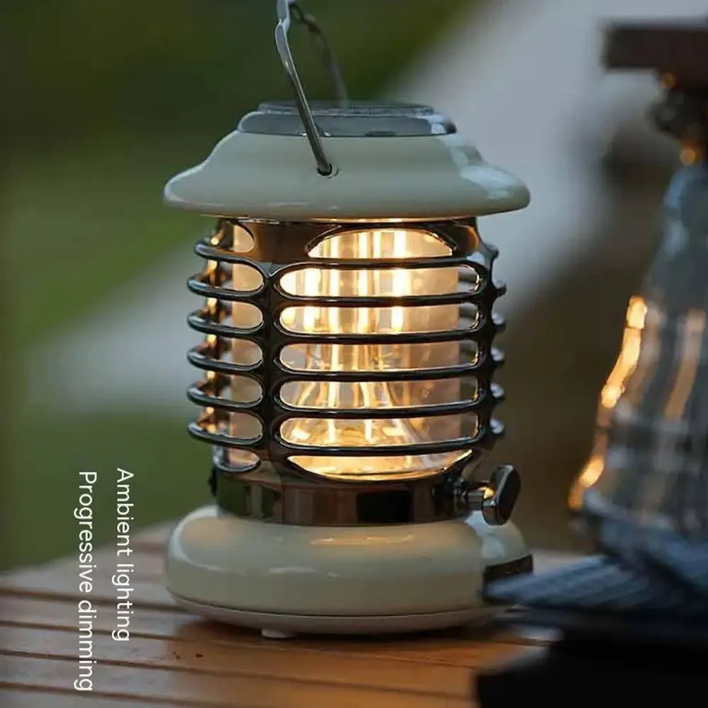 

Outdoor Portable Led Camping Lamp Rechargeable Emergency Lights Lantern Retro Hanging Tent Lamp Power Bank