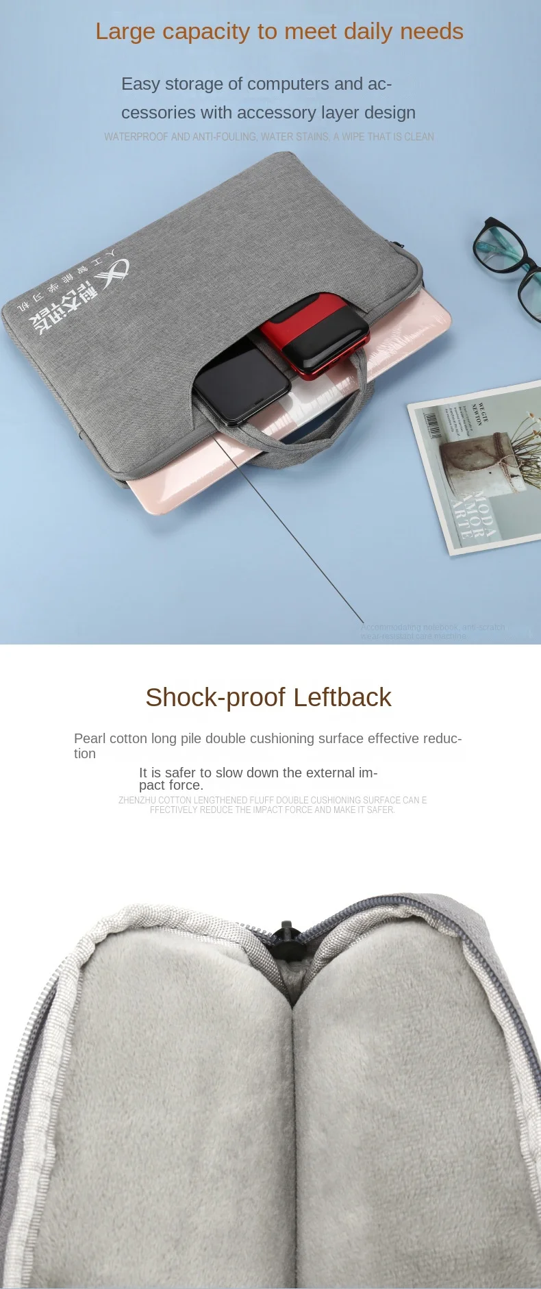 Laptop Bag IFlytek Simple This Laptop Bag Is Shock-proof and Water-resistant Plush Liner Protector