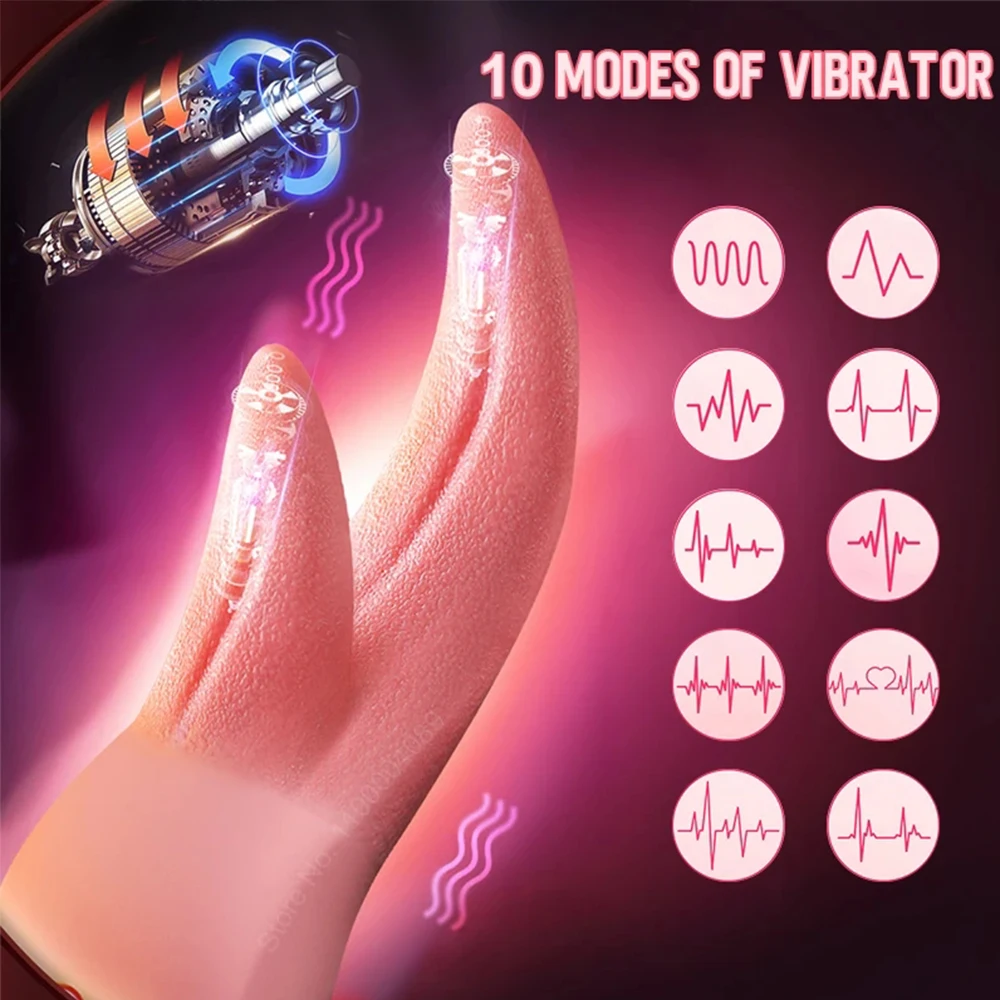 Heating Double Tongue Lick Vibrators Sex Toys G Spot Clitoris Stimulator Nipple Massager Female Masturbator Adult Toys for Women
