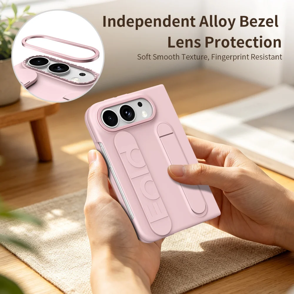 Luxury Wrist Strap Bracket Stand Holder Case with Built-in Front Film Cover - Solid Color Design