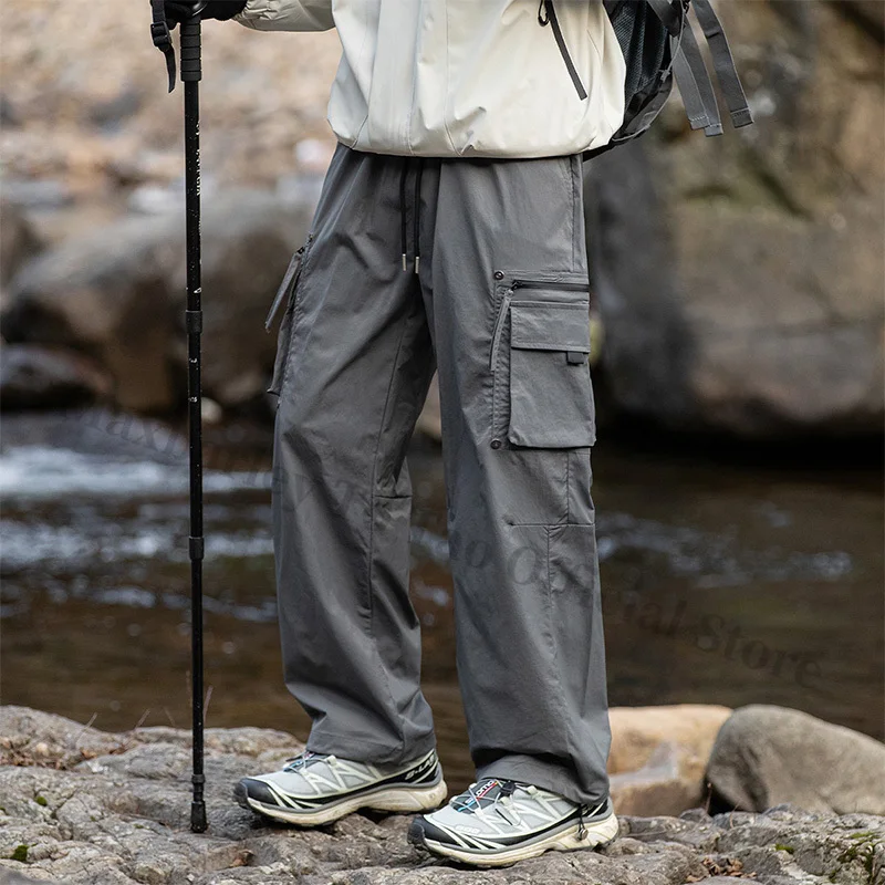 EIAO Men Softshell Hiking Pants Couple Korean Style Outdoor Camping Trekking Lightweight Waterproof Quick-Dry Casual Trousers​​