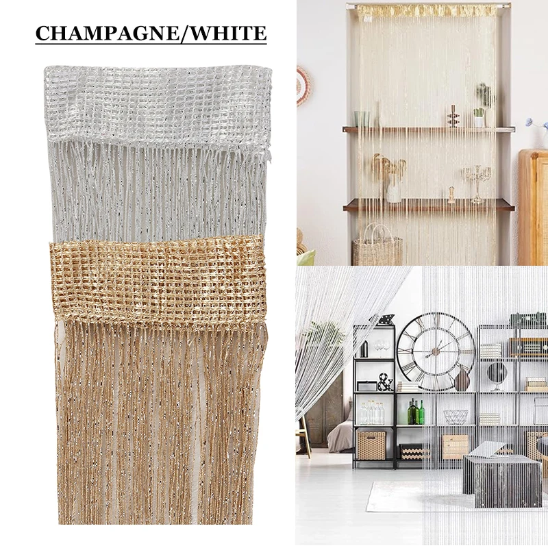 Flash Wire Curtain Door Curtain Hanging Living Room Partition Decoration 1*2m