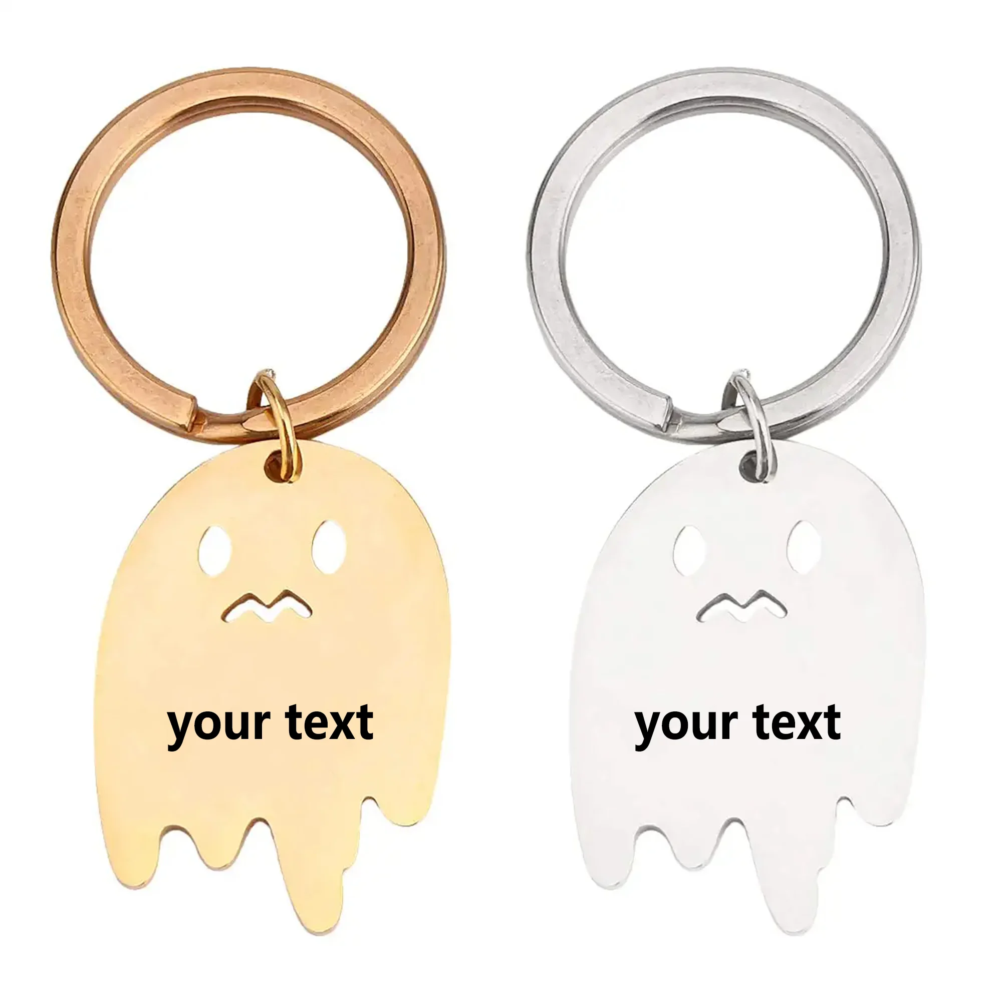 

With Customizable Text Cartoon Halloween Ghost Keychain Pendant Keyring Souvenirs Ladies Men's Handbags Car Keychain Accessories