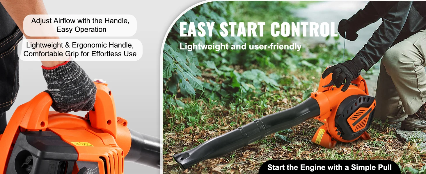 SucceBuy Gas Leaf Blower 26CC 2-Cycle Handheld Leaf Blower with A Tank 2-in-1 Gas-powered Blower 425CFM Air Volume 156MPH Speed