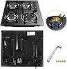 Gas Stove Cooktop Hob Panel Built In Gas Stove Tempered Glass Surface Stove Cooker LPG/NG Countertop Electronic Ignition Cast Ir 5