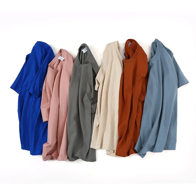 Oversize Short Sleeve Crew Neck T Shirt Unisex Loopwheel Basic Seamless Cotton Tees Plain S-2XL 4