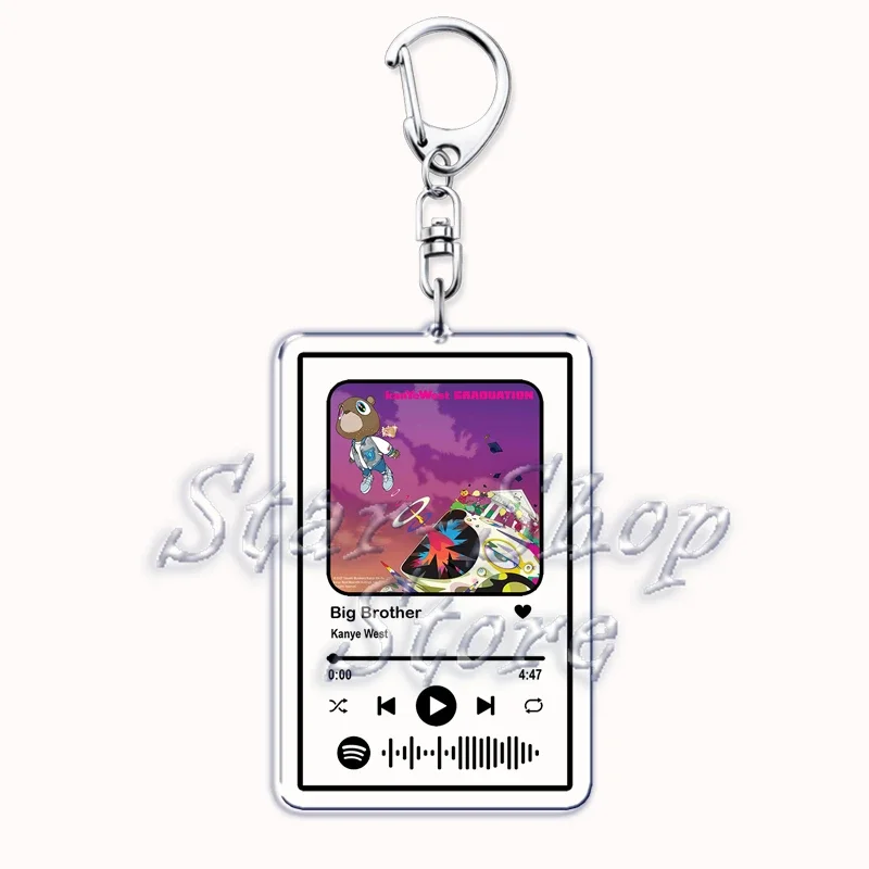 Kanye Rap Album Abschluss Schlüsselanhänger Schlüsselanhänger für Zubehör Tasche Bär Musik YE Anhänger Schlüsselanhänger Ring Schmuck West Fans Geschenke – Detail 6
