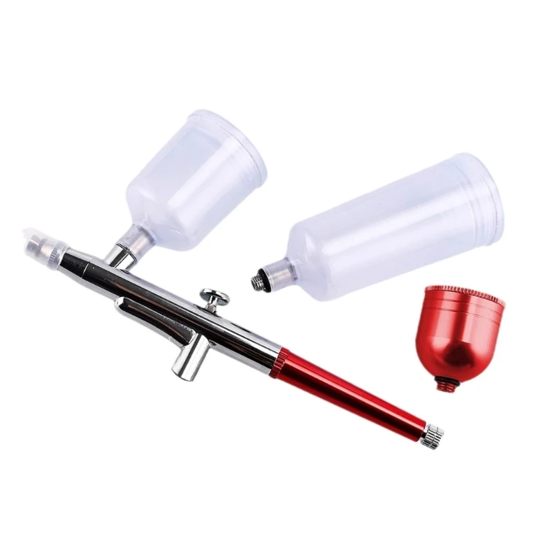 Single Action Airbrush Kit With Quick Remove Fluid Cups - For Model Painting & Cake Decorating