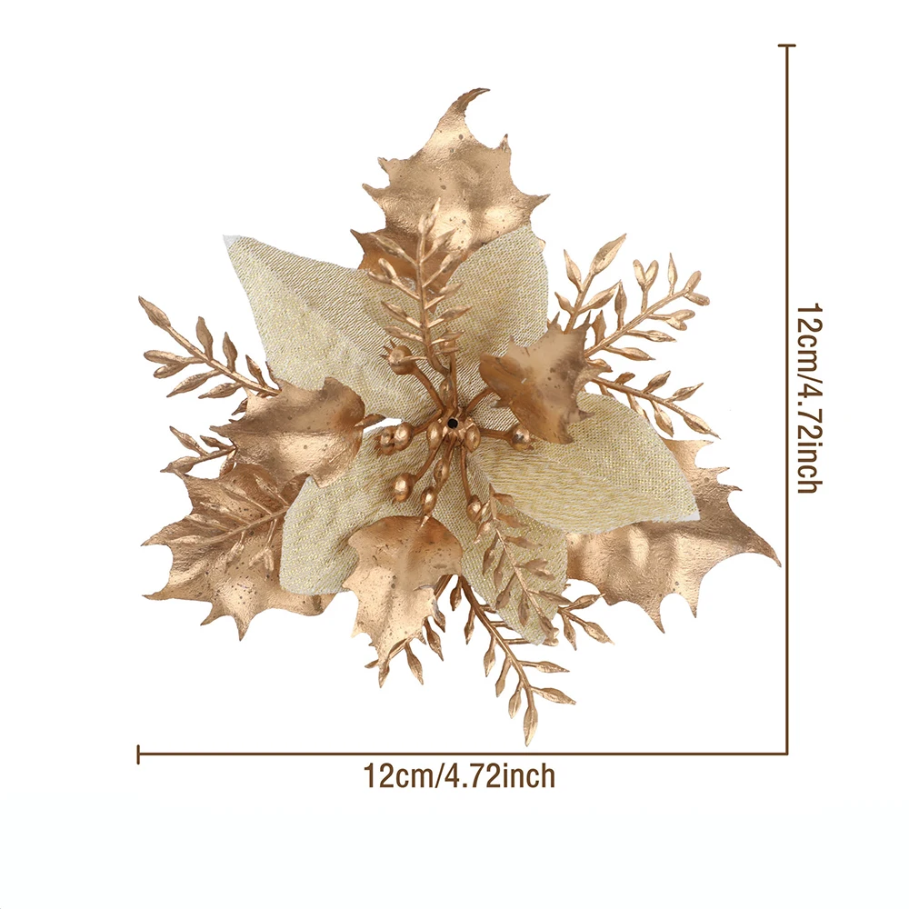 thumbnail image 1 of Flores artificiales, decoración navideña, adornos para árbol de Navidad para decoración del hogar, flores falsas, suministros para fiestas de Año Nuevo, 1 of 5