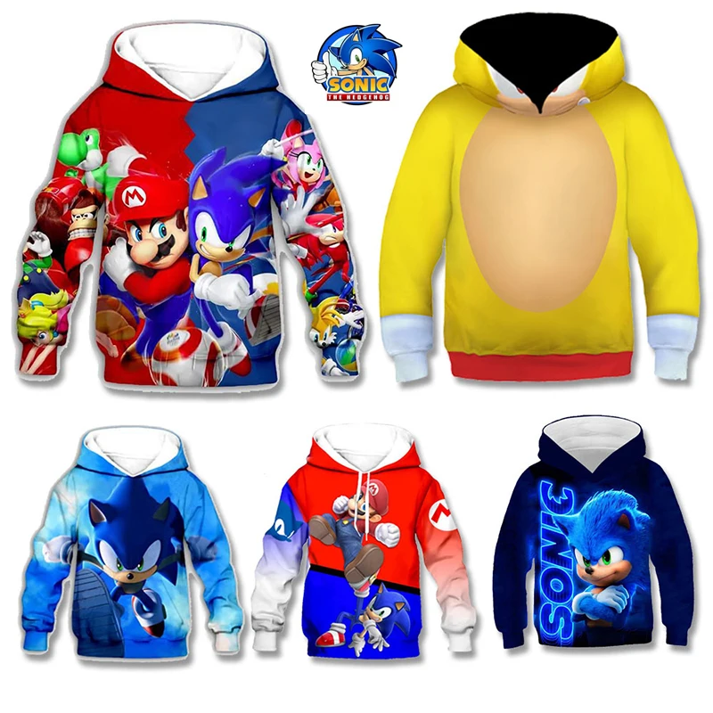 

New Sonic 3D Spring Cartoon Children Hoodie Cosplay Digital Printing Europe and The United States Casual Trend Hoodie