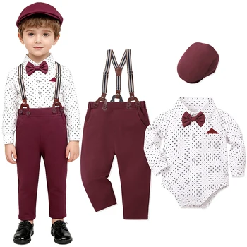 Baby Christmas Outfi Boys Xmas Red Clothes Newborn Easter Church Green Suit Infant New Year Party Gift Formal with Hat 1