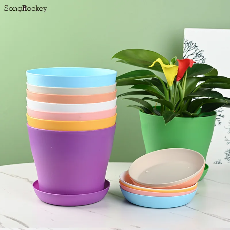 5Sizes Flower Pot Round Planters Mini Vase for Succulents Home Office Decor Planting Supplies hydroponic flower pot flower pot flower vase plant pot