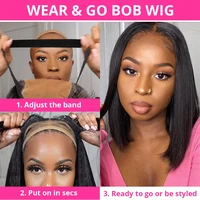 Perruque Bob Lisse Extrême en Cheveux Humains, Lace Frontale HD Transparente Pré-Pluckée 13x4, Sans Colle, Densité 250% 5