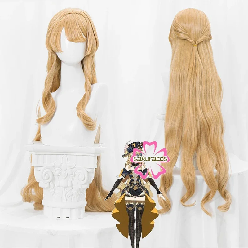 

Genshin Impact Fontaine Navia Cosplay Wig 95cm Long Curly Linen Gold Wig Anime Cosplay Wig Heat Resistant Synthetic Wigs