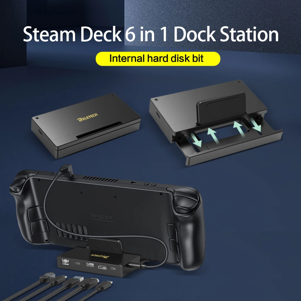 Steam Deck Dock Station Con Interno Nvme Ssd 6 In 1 Metal Stand Hub Usb C 4K Usb3.2 Caricatore Pd Per Console Steamdeck