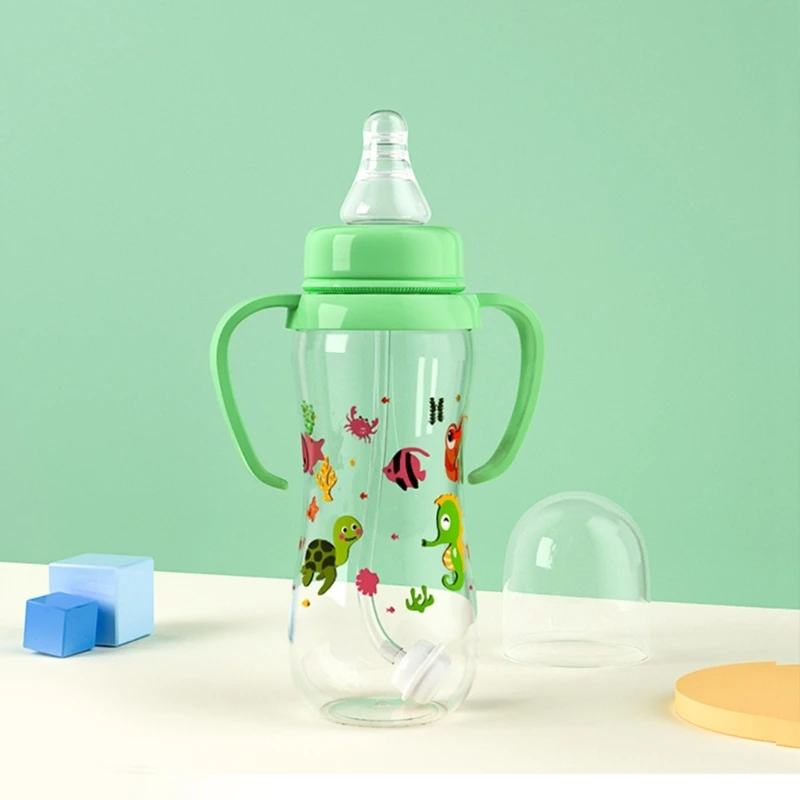 Baby Milk Bottle Food-grade Cartoon-design Feeding Bottle 8-inch Height Gravity-Ball Design