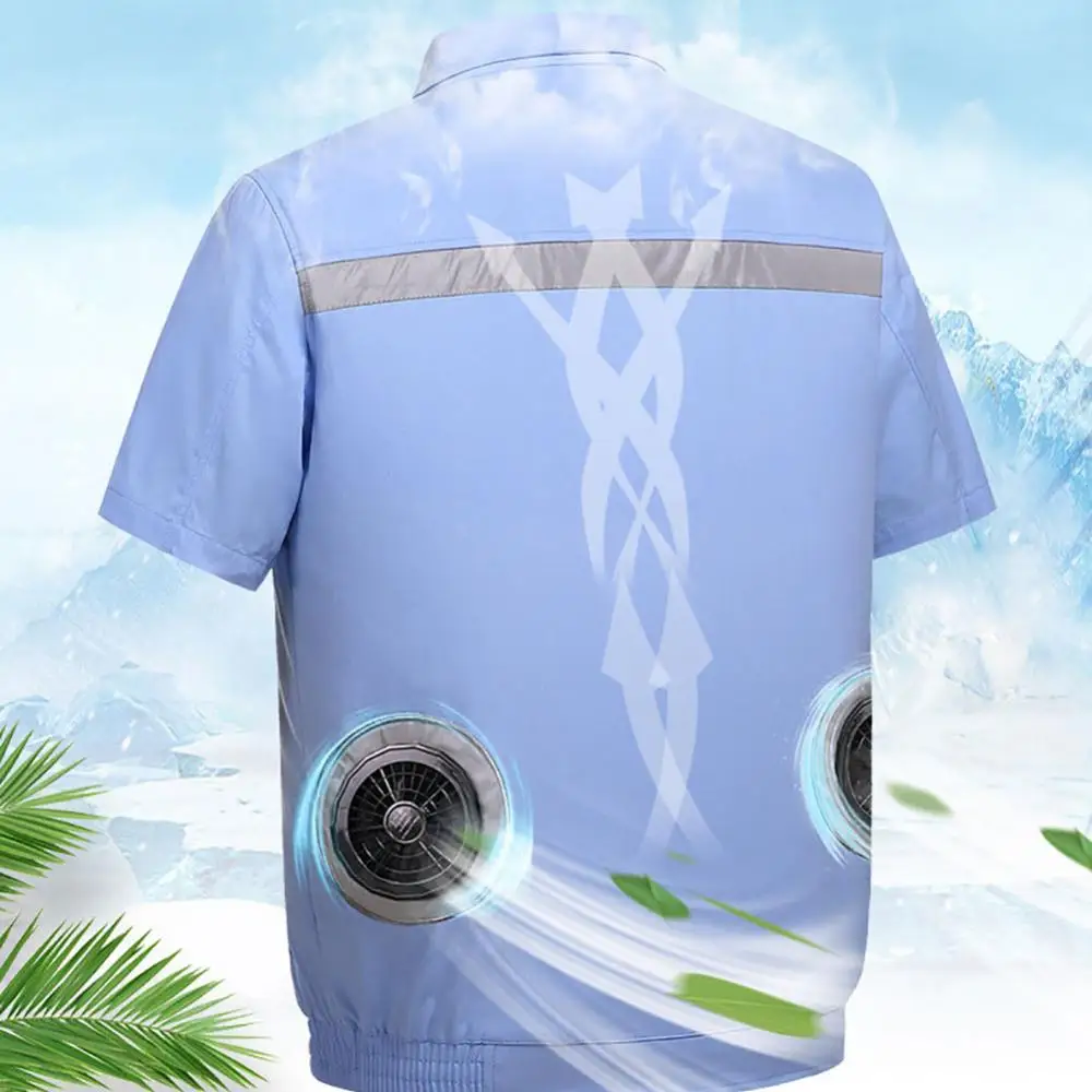 Men's Summer Vest Fan Air-conditioning Clothing UBS Charging Cooling Short-sleeved Jacket Work Shirt Outdoor Fishing Clothing 3