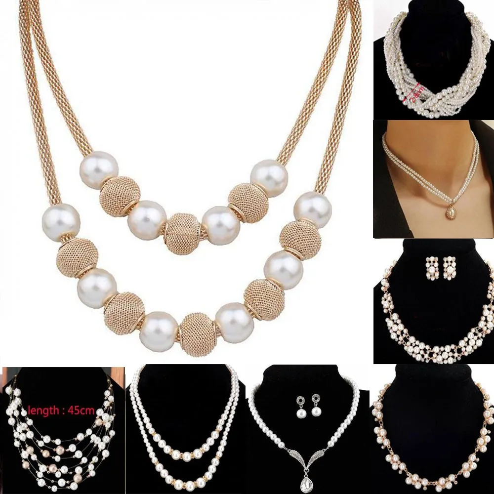 Pearl Necklace Collier Femme Collares Statement Multilayer Choker Statement Jewelry Women Simulated Pearl Necklaces & Pendants women jewelry