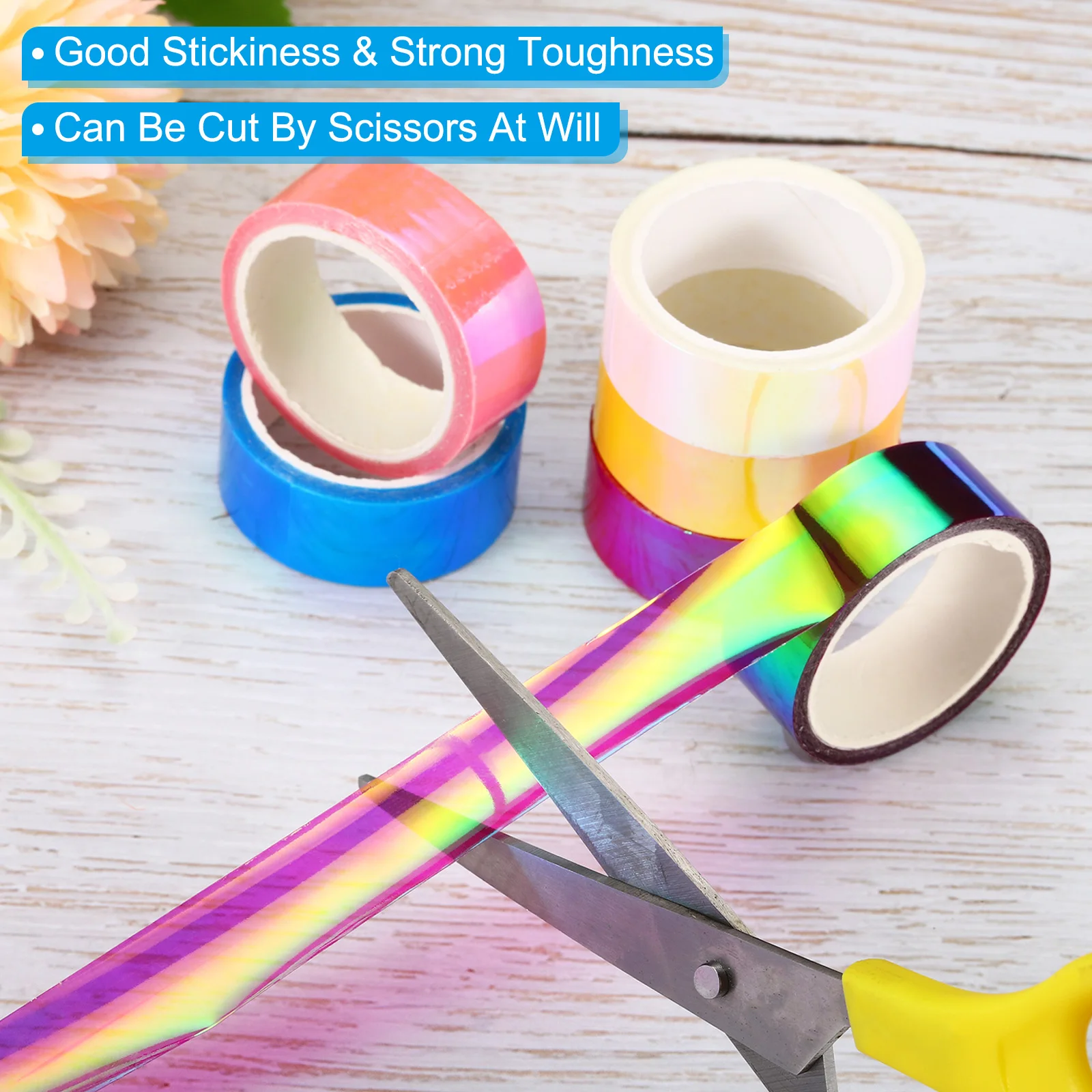6Roll 15mmx5m Metalized Tape Self Adhesive Holographic Foil Mirror Metallic Masking Sticker Decoration Scrapbooking Masking Tape 5