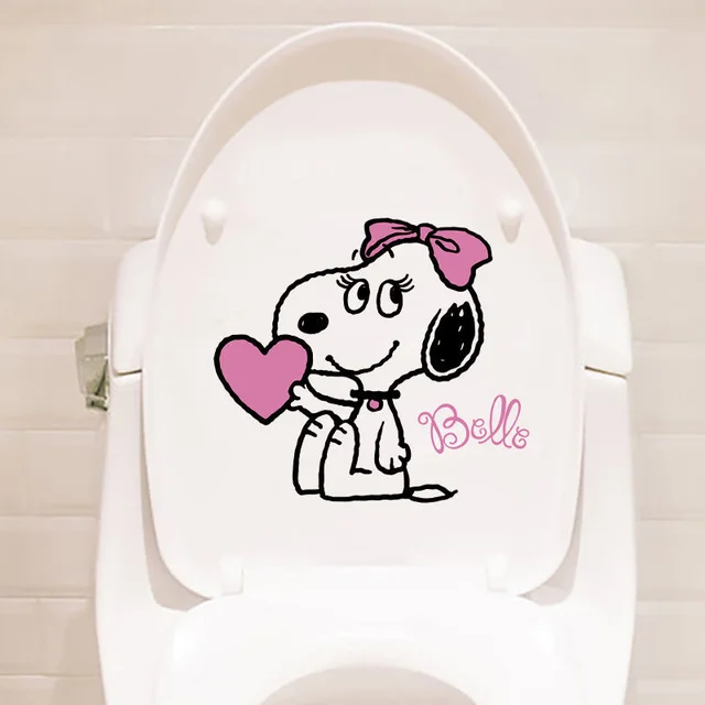 Snoopy Toilet Stickers Creative Home Bathroom Decorative Stickers