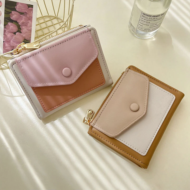 Korean Zipper Wallet Women's Short Wallet Women Coin Card Holders Multifunctional Large Capacity Coin