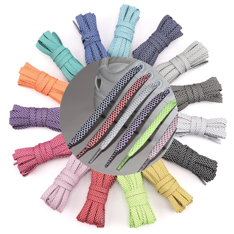 1Pair Reflective Flat Shoelaces Fluorescent Sneaker Shoestrings