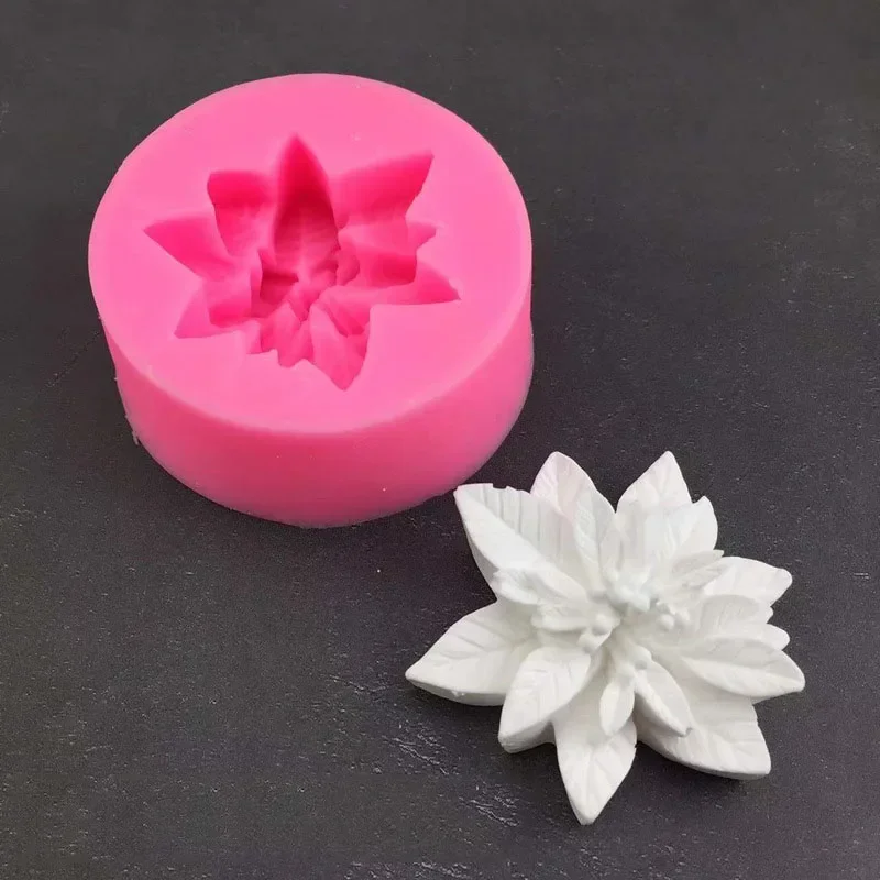 3D Holly Leaf Silicone Mold Cake Baking Christmas Decoration Chocolate Soap Red Fruit Flower Fondant Mould Kitchen Baking Tools