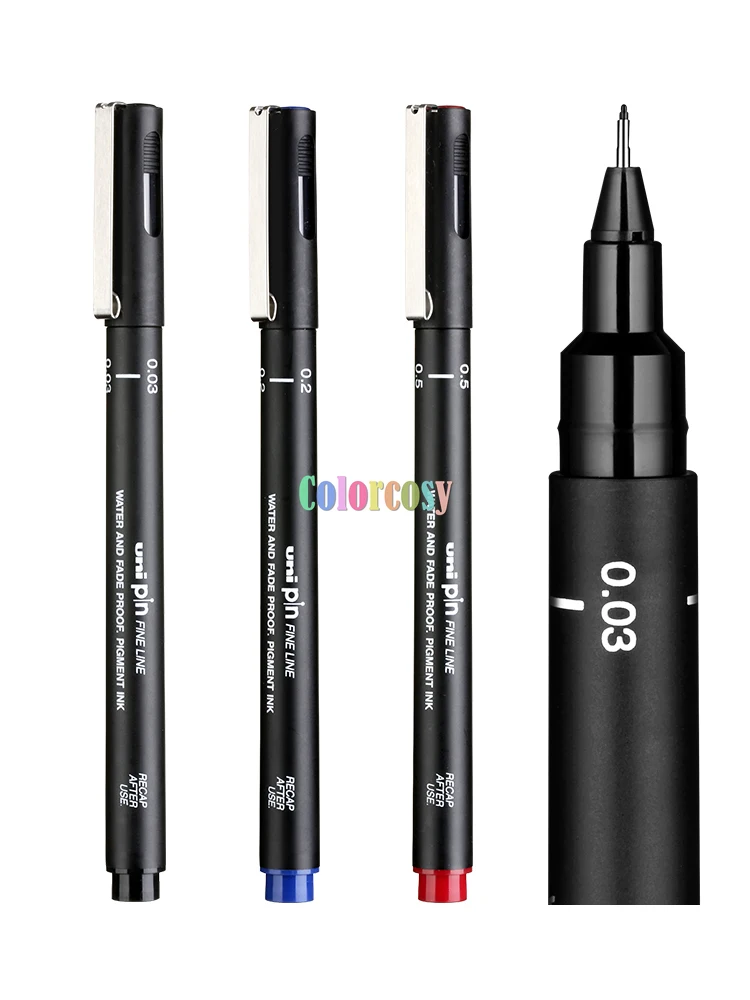2pcs UNI-BALL Pin Drawing pen 0.1 & 0.5mm water & fade proof pigment ink SEPIA 