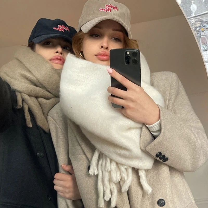 Sciarpa spessa per donna, sciarpa invernale, grande sciarpa a coperta per il freddo, sciarpa avvolgente morbida e calda, foulard hijab, sciarpa da donna, sciarpa | SHEIN ALIA