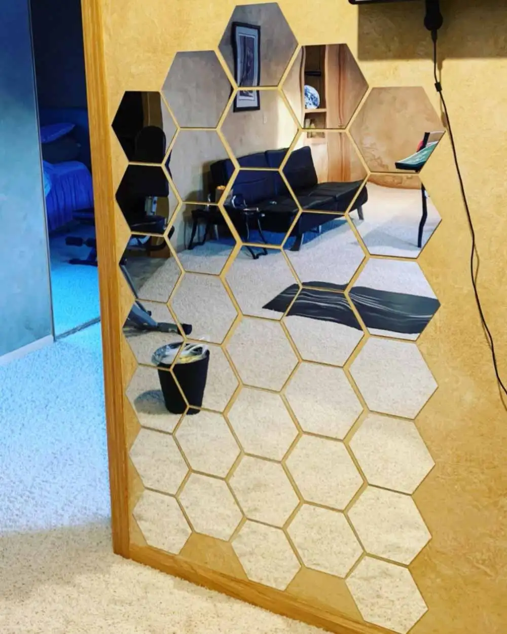 Hexagon Acrylic Mirror Wall Stickers