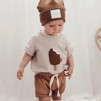 2023 Baby Boys Pure Cotton Short Sleeve T Shirts Summer Oversize Patch Popsicle Shirt Soft Baby Girls Tees O-neck Pullover Tees 3