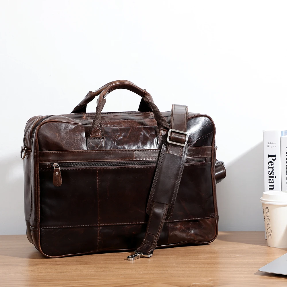 High grade genuine men's large capacity handbag 17 inch business computer case leather briefcase for men